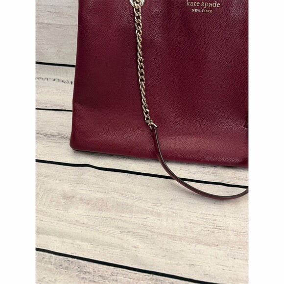 Kate Spade New York Jordyn Tote Burgundy Chain Handle Bag Pretty boujee career - Picture 3 of 16